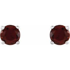 Sterling Silver 4 mm Natural Garnet Earrings