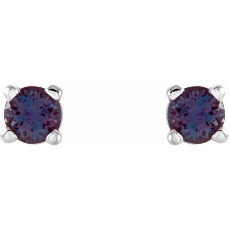 Sterling Silver 4 mm Lab-Grown Alexandrite Earrings