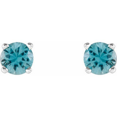 Sterling Silver 4 mm Natural Zircon Earrings