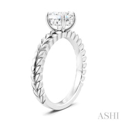 1/20 Ctw Oval Shape Round Cut Diamond Semi-Mount Engagement Ring in 14K White Gold
