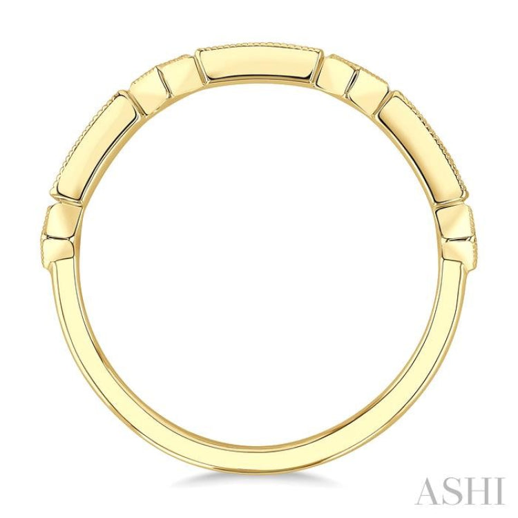1/10 Ctw Bar & Kite Shaped Mount Link Round Cut Diamond Stackable Fashion Band in 10K Yellow Gold
