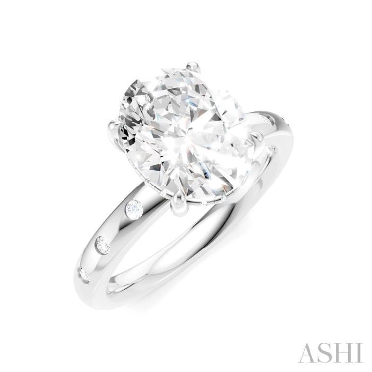1/5 Ctw Akari Oval Shape Round Cut Diamond Semi-Mount Engagement Ring in 14K White Gold