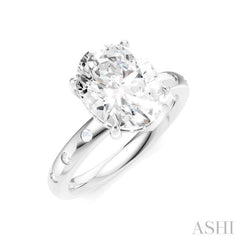 1/5 Ctw Akari Oval Shape Round Cut Diamond Semi-Mount Engagement Ring in 14K White Gold