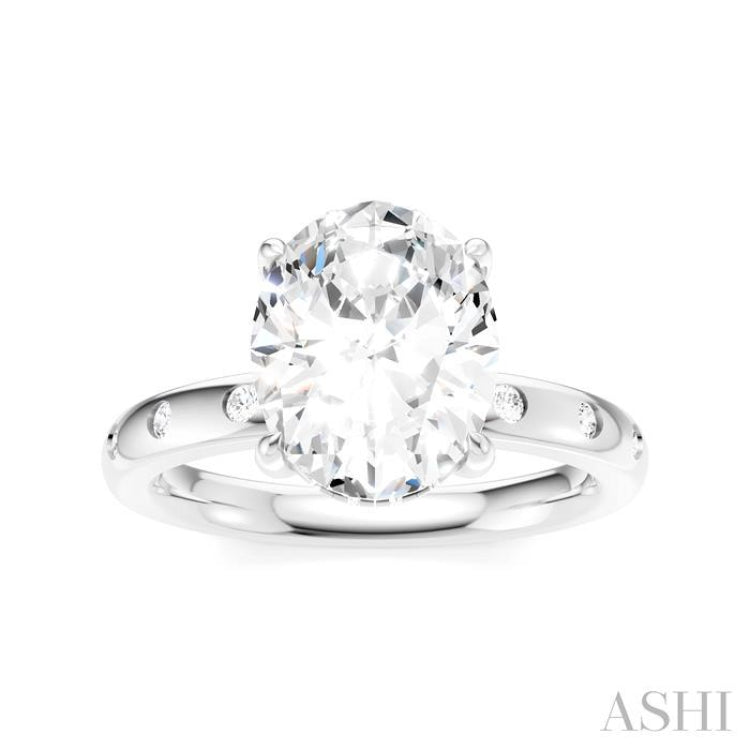 1/5 Ctw Akari Oval Shape Round Cut Diamond Semi-Mount Engagement Ring in 14K White Gold