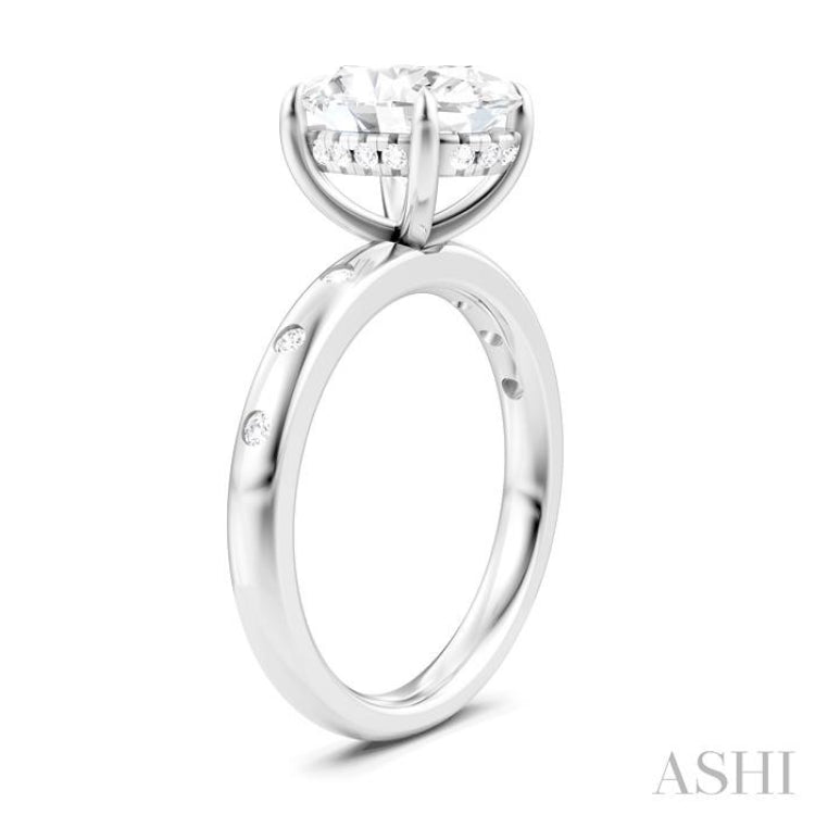 1/5 Ctw Akari Oval Shape Round Cut Diamond Semi-Mount Engagement Ring in 14K White Gold