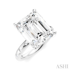 1/5 Ctw Akari Emerald Shape Round Cut Diamond Semi-Mount Engagement Ring in 14K White Gold