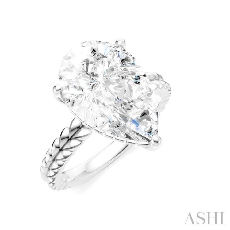 1/8 Ctw Pear Shape Round Cut Diamond Semi-Mount Engagement Ring in 14K White Gold
