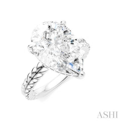 1/8 Ctw Pear Shape Round Cut Diamond Semi-Mount Engagement Ring in 14K White Gold