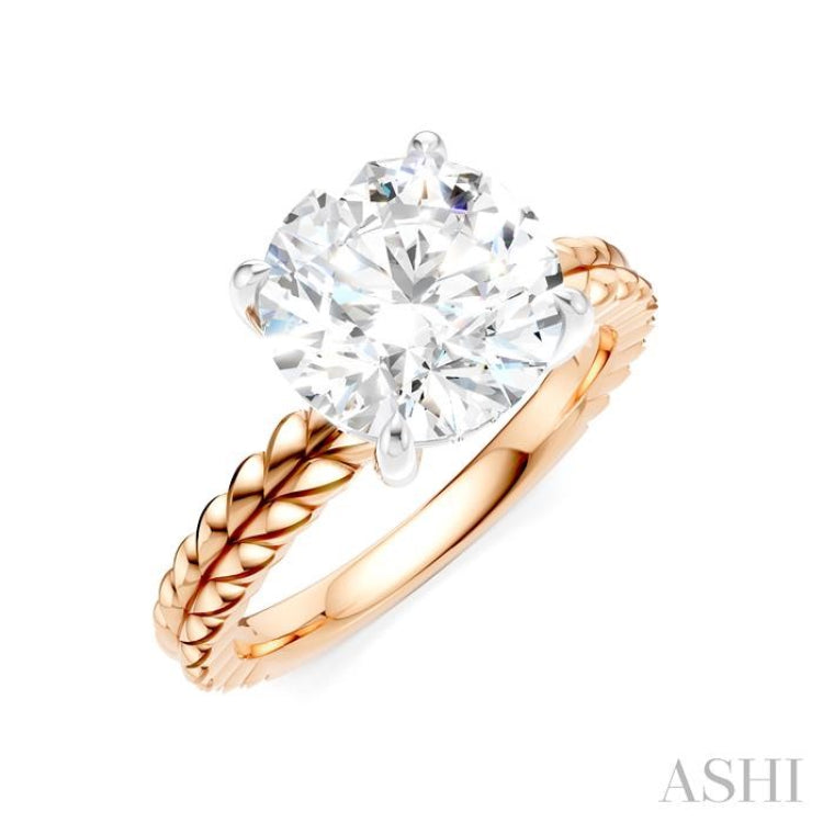 1/20 Ctw Circular Shape Round Cut Diamond Semi-Mount Engagement Ring in 14K Rose and White Gold