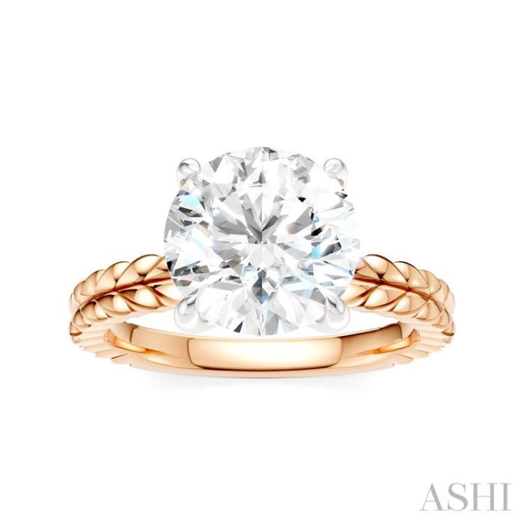 1/20 Ctw Circular Shape Round Cut Diamond Semi-Mount Engagement Ring in 14K Rose and White Gold