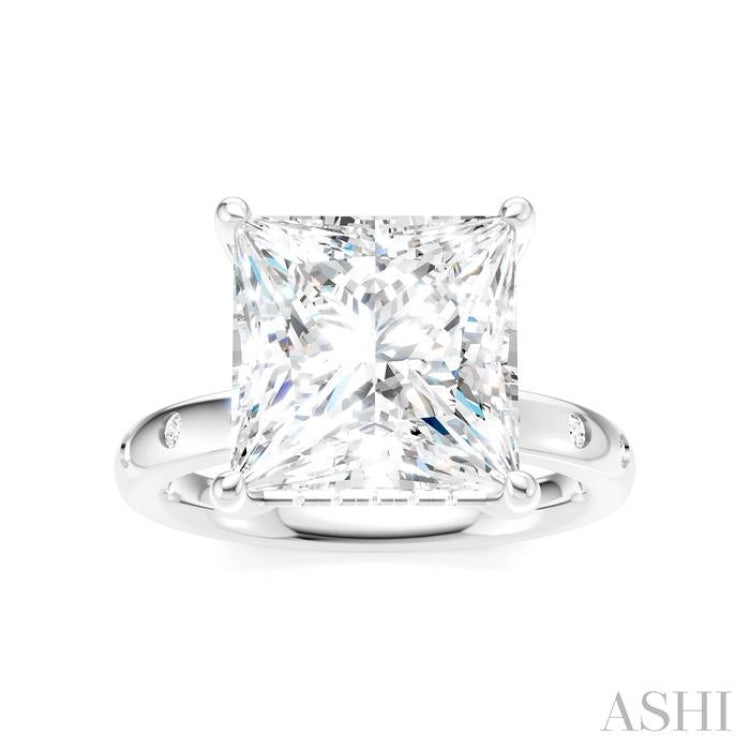 1/5 Ctw Akari Princess Shape Round Cut Diamond Semi-Mount Engagement Ring in 14K White Gold