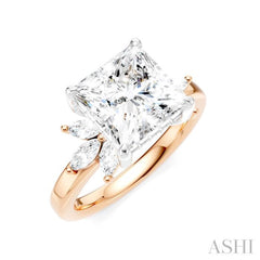 1/2 Ctw Akari Princess Shape Marquise and Round Cut Diamond Semi-Mount Engagement Ring in 14K Rose and White Gold