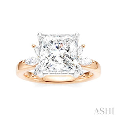 1/2 Ctw Akari Princess Shape Marquise and Round Cut Diamond Semi-Mount Engagement Ring in 14K Rose and White Gold