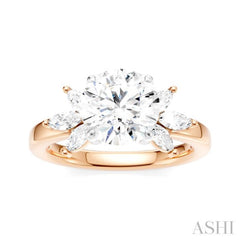 1/2 Ctw Akari Circular Shape Marquise and Round Cut Diamond Semi-Mount Engagement Ring in 14K Rose and White Gold