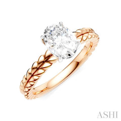 1/20 Ctw Oval Shape Round Cut Diamond Semi-Mount Engagement Ring in 14K Rose and White Gold