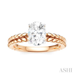 1/20 Ctw Oval Shape Round Cut Diamond Semi-Mount Engagement Ring in 14K Rose and White Gold