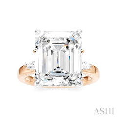 5/8 Ctw Emerald Shape Marquise and Round Cut Diamond Semi-Mount Engagement Ring in 14K Rose and White Gold