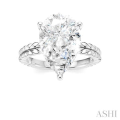 1/8 Ctw Pear Shape Round Cut Diamond Semi-Mount Engagement Ring in 14K White Gold