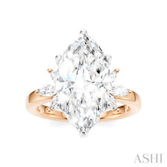 5/8 Ctw Akari Marquise and Round Cut Diamond Semi-Mount Engagement Ring in 14K Rose and White Gold