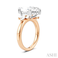5/8 Ctw Akari Marquise and Round Cut Diamond Semi-Mount Engagement Ring in 14K Rose and White Gold