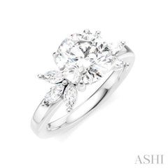 1/2 Ctw Akari Circular Shape Marquise and Round Cut Diamond Semi-Mount Engagement Ring in 14K White Gold