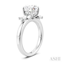 1/2 Ctw Akari Circular Shape Marquise and Round Cut Diamond Semi-Mount Engagement Ring in 14K White Gold
