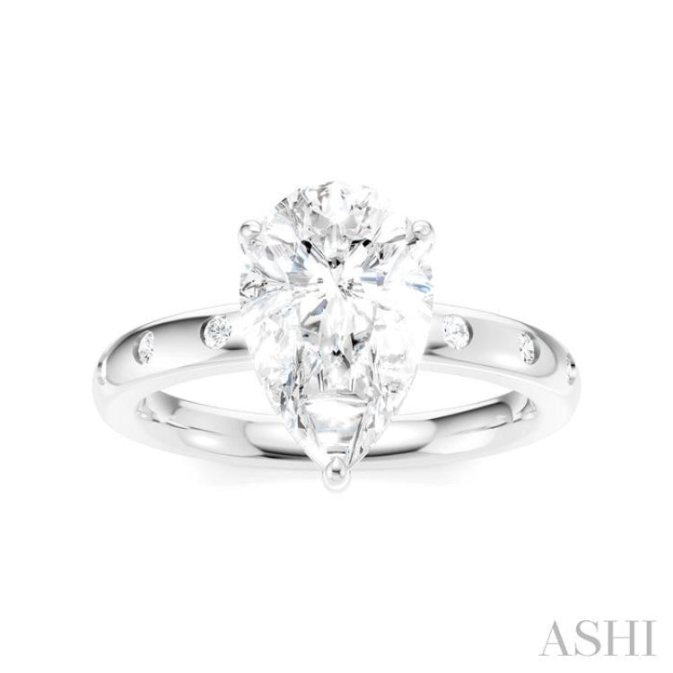 1/5 Ctw Akari Pear Shape Round Cut Diamond Semi-Mount Engagement Ring in 14K White Gold