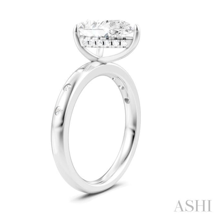 1/5 Ctw Akari Pear Shape Round Cut Diamond Semi-Mount Engagement Ring in 14K White Gold