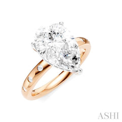 1/5 Ctw Akari Pear Shape Round Cut Diamond Semi-Mount Engagement Ring in 14K Rose and White Gold