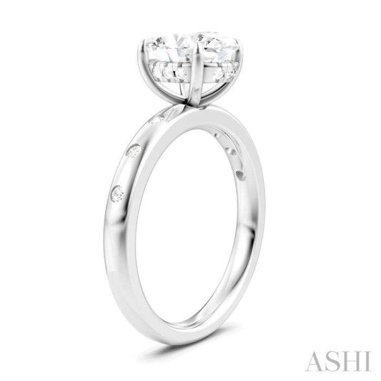 1/6 Ctw Akari Oval Shape Round Cut Diamond Semi-Mount Engagement Ring in 14K White Gold