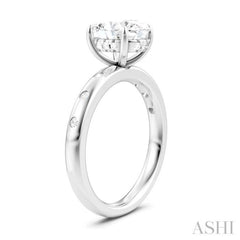 1/6 Ctw Akari Oval Shape Round Cut Diamond Semi-Mount Engagement Ring in 14K White Gold