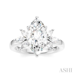 1/2 Ctw Akari Marquise and Round Cut Diamond Semi-Mount Engagement Ring in 14K White Gold