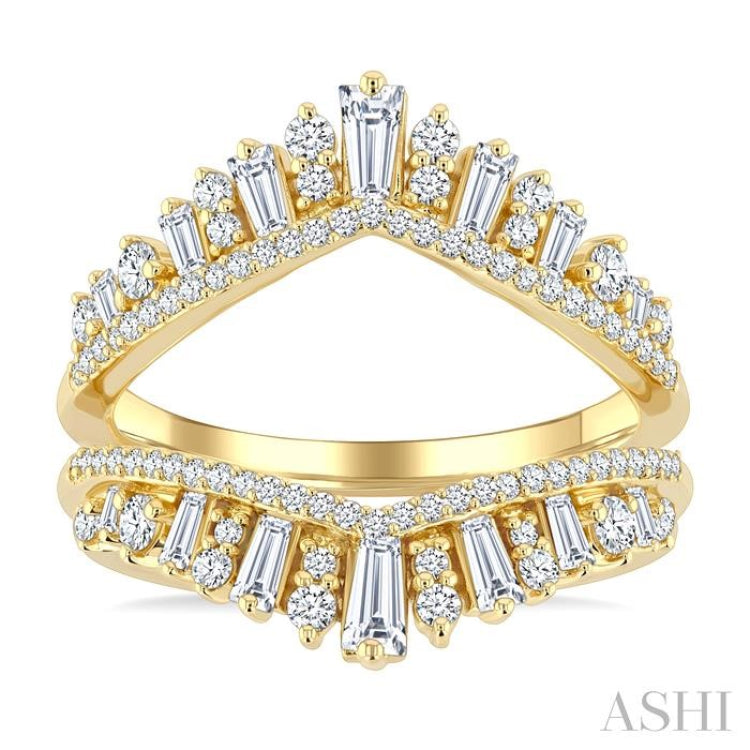 1 Ctw Tiara-Shaped Graduated Baguette and Round Cut Diamond Insert Ring in 14K Yellow Gold