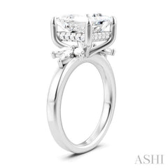 5/8 Ctw Akari Princess Shape Marquise and Round Cut Diamond Semi-Mount Engagement Ring in 14K White Gold