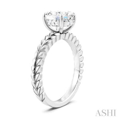 1/20 Ctw Oval Shape Round Cut Diamond Semi-Mount Engagement Ring in 14K White Gold