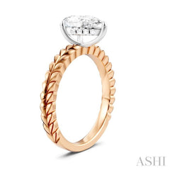 1/20 Ctw Pear Shape Round Cut Diamond Semi-Mount Engagement Ring in 14K Rose and White Gold