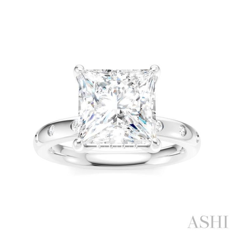 1/5 Ctw Akari Princess Shape Round Cut Diamond Semi-Mount Engagement Ring in 14K White Gold