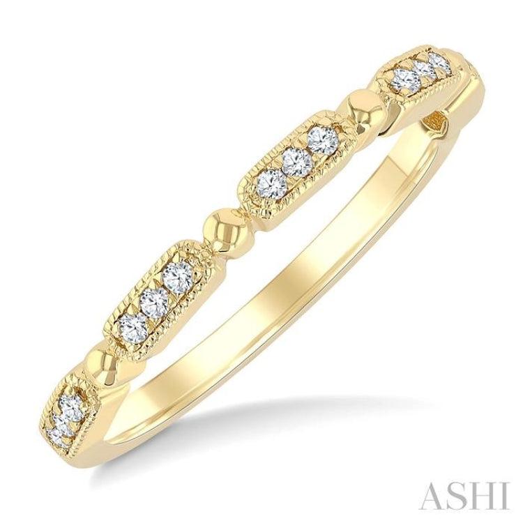 1/10 Ctw Bar Link Round Cut Diamond Stackable Fashion Band in 10K Yellow Gold
