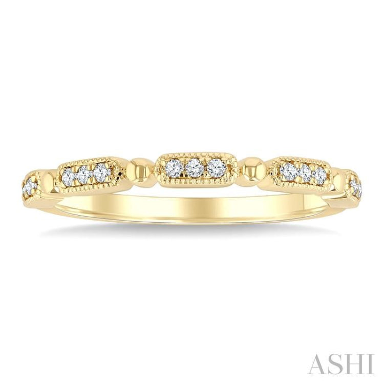 1/10 Ctw Bar Link Round Cut Diamond Stackable Fashion Band in 10K Yellow Gold