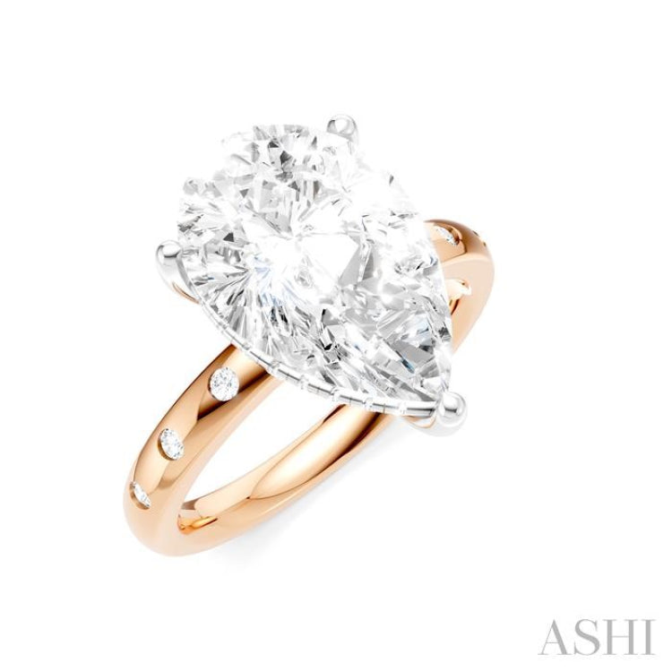 1/5 Ctw Akari Pear Shape Round Cut Diamond Semi-Mount Engagement Ring in 14K Rose and White Gold