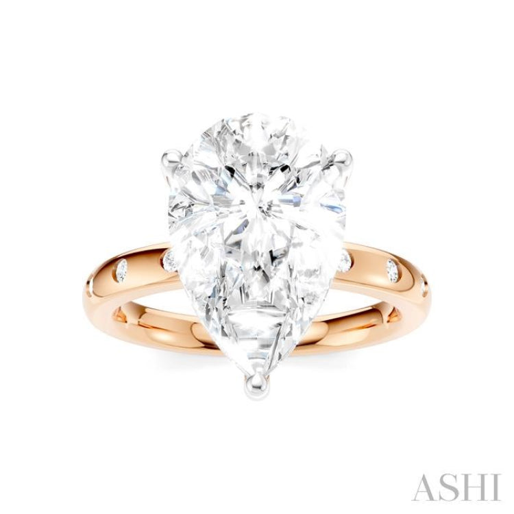 1/5 Ctw Akari Pear Shape Round Cut Diamond Semi-Mount Engagement Ring in 14K Rose and White Gold