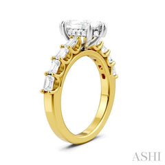 7/8 Ctw Marquise Shape Emerald and Round Cut Diamond Semi-Mount Engagement Ring in 14K Yellow and White Gold