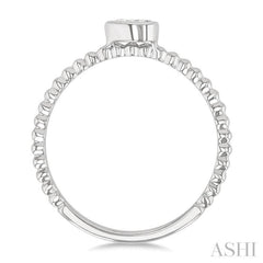 1/6 Ctw Bead Bijoux East-West Bezel Set Pear CutDiamond Stackable Petite Fashion Ring in 14K White Gold