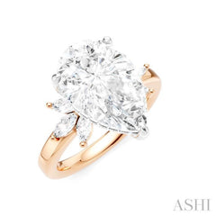 5/8 Ctw Akari Pear Shape Marquise and Round Cut Diamond Semi-Mount Engagement Ring in 14K Rose and White Gold