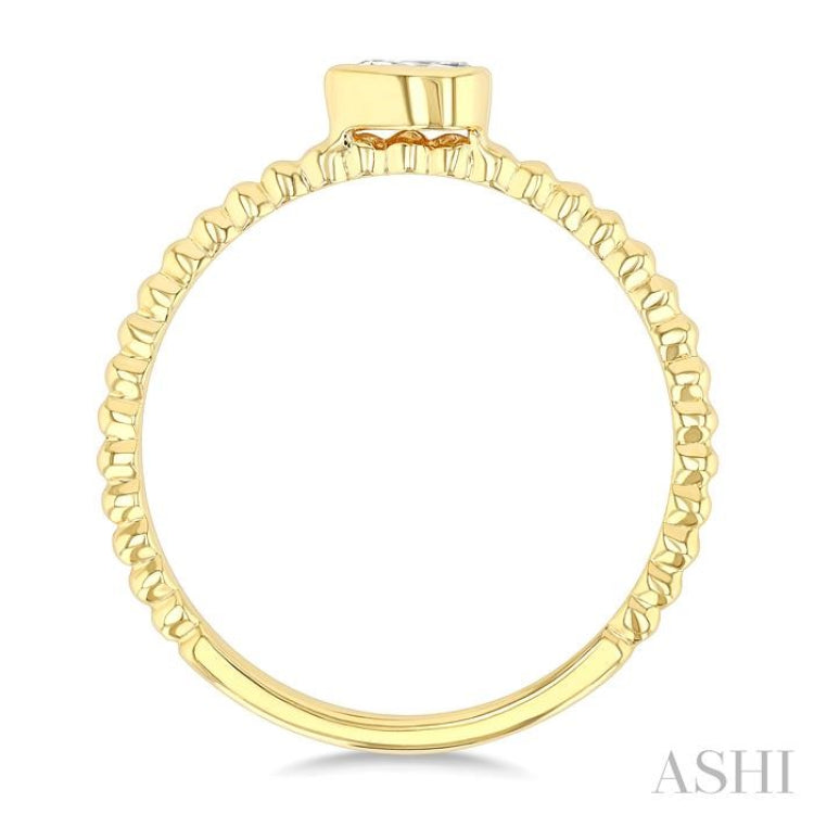 1/6 Ctw Ball Bead East-West Bezel Set Pear Cut Diamond Bead Bijoux Stackable Petite Fashion Ring in 14K Yellow Gold
