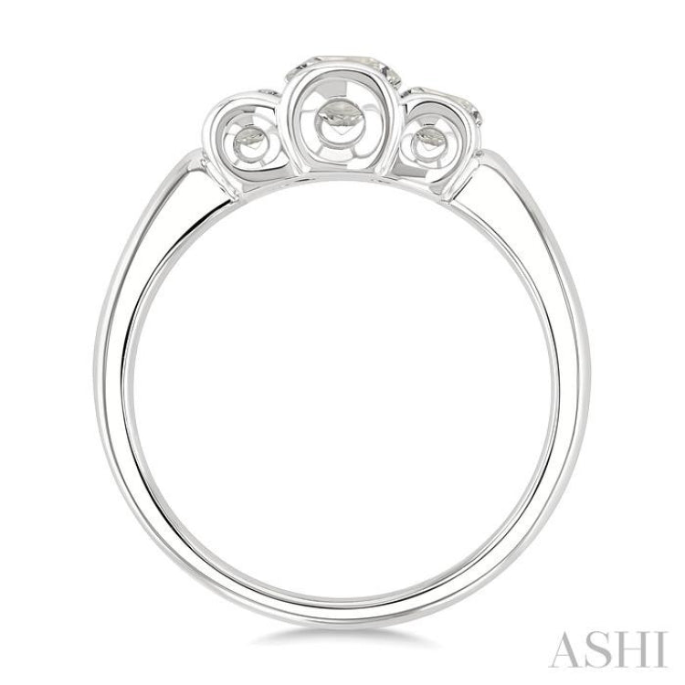 3/4 Ctw 3-Stone Round Cut Diamond Fashion Ring in 14K White Gold