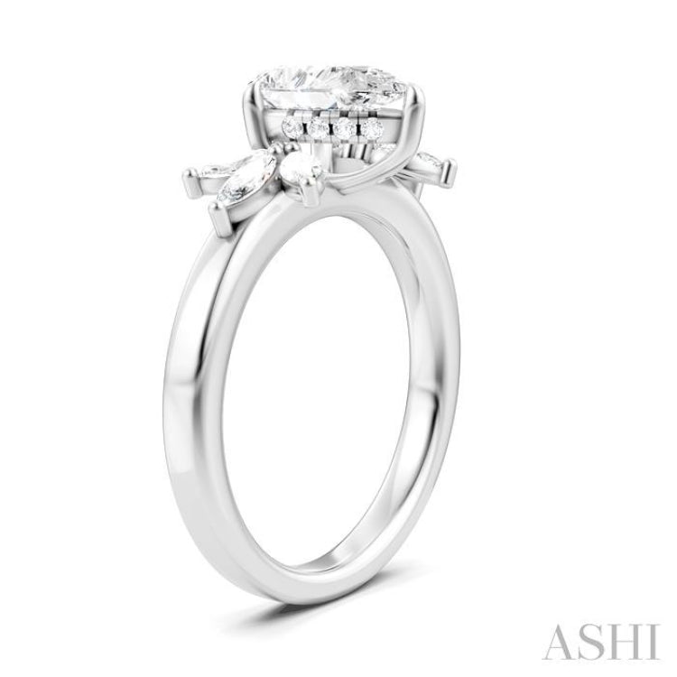 1/2 Ctw Akari Pear Shape Marquise and Round Cut Diamond Semi-Mount Engagement Ring in 14K White Gold