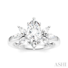1/2 Ctw Akari Marquise and Round Cut Diamond Semi-Mount Engagement Ring in 14K White Gold