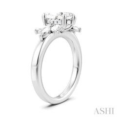 1/2 Ctw Akari Marquise and Round Cut Diamond Semi-Mount Engagement Ring in 14K White Gold