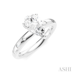 1/6 Ctw Akari Pear Shape Round Cut Diamond Semi-Mount Engagement Ring in 14K White Gold